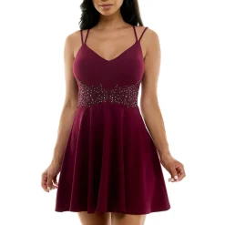 Juniors Embellished Above Knee Fit & Flare Dress