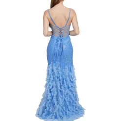 Juniors Embellished Feather Evening Dress