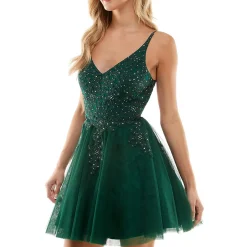 Juniors Embellished Mini Fit & Flare Dress