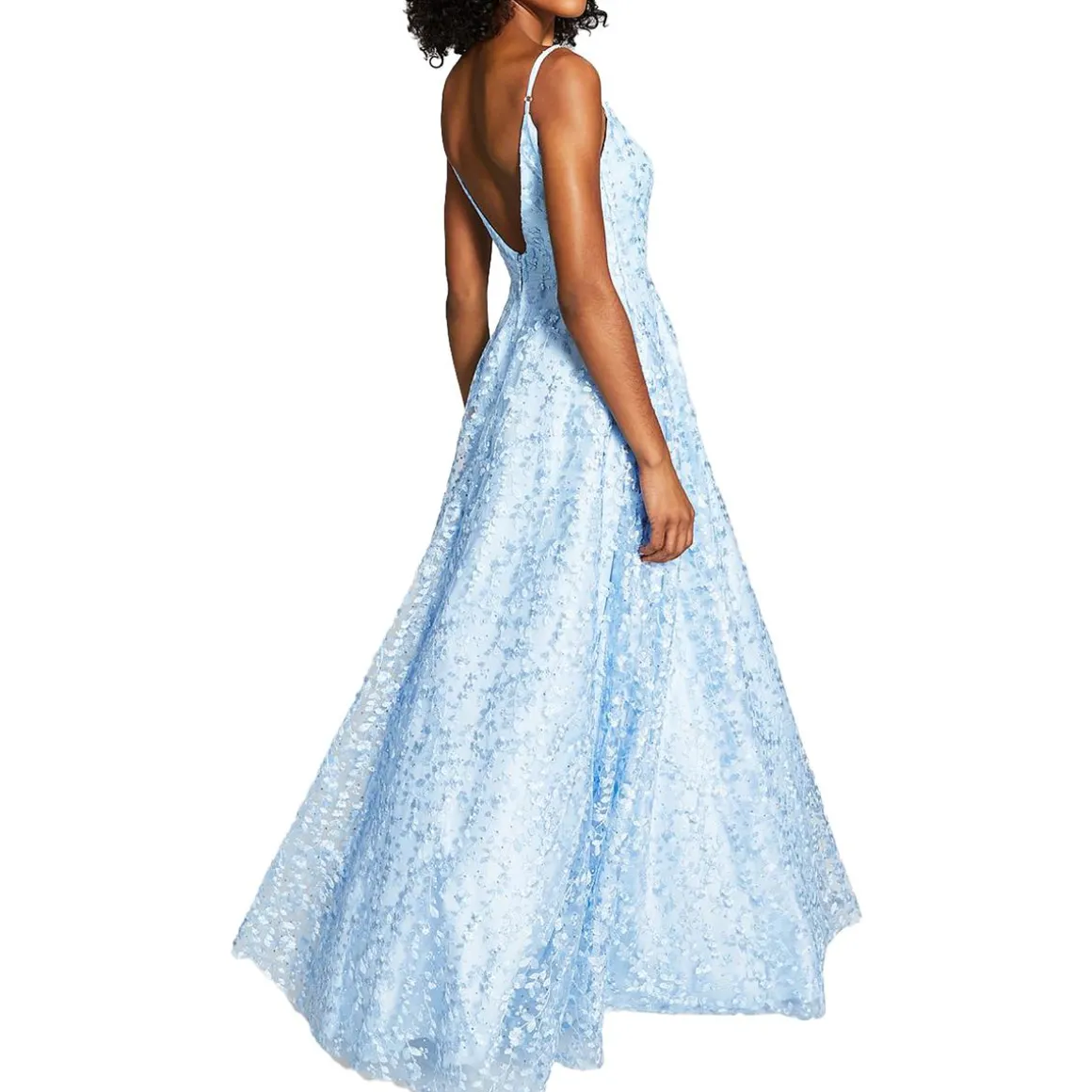 Juniors Embroidered Embellished Evening Dress