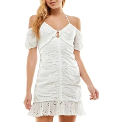Juniors Eyelet Mini Dress
