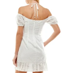 Juniors Eyelet Mini Dress