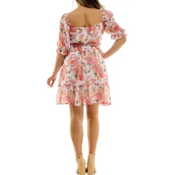 Juniors Floral Print Fit & Flare Dress