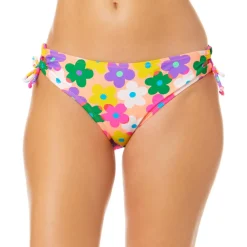 Juniors Floral Print Lace-Up Swim Bottom Separates