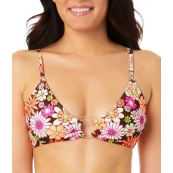 Juniors Floral Print O-Ring Bikini Swim top