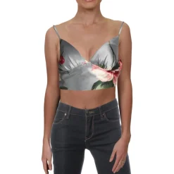 Juniors Floral Print V-Neck Crop Top