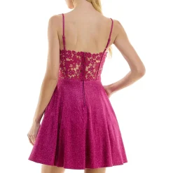 Juniors Glitter Mini Fit & Flare Dress