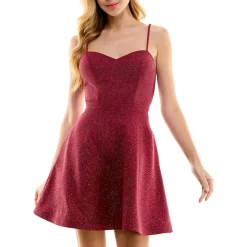 Juniors Glitter Mini Fit & Flare Dress