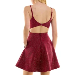 Juniors Glitter Mini Fit & Flare Dress