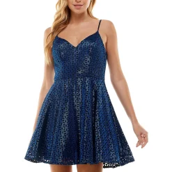 Juniors Glitter Mini Fit & Flare Dress