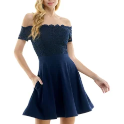 Juniors Glitter Mini Fit & Flare Dress