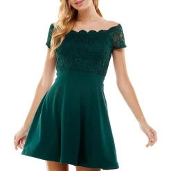 Juniors Glitter Mini Fit & Flare Dress