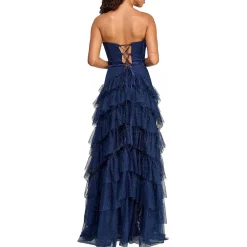 Juniors Glitter Tiered Evening Dress