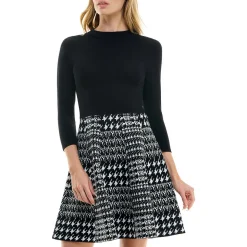 Juniors Houndstooth Mini Sweaterdress