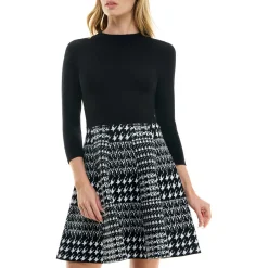 Juniors Houndstooth Mini Sweaterdress