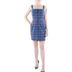Juniors Jumper Plaid Sheath Dress