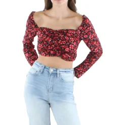 Juniors Knit Floral Cropped