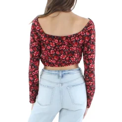 Juniors Knit Floral Cropped