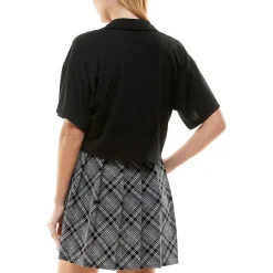 Juniors Knit Plaid Two Piece Dress