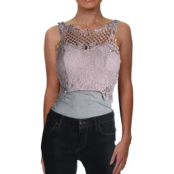 Juniors Lace Glitter Crop Top