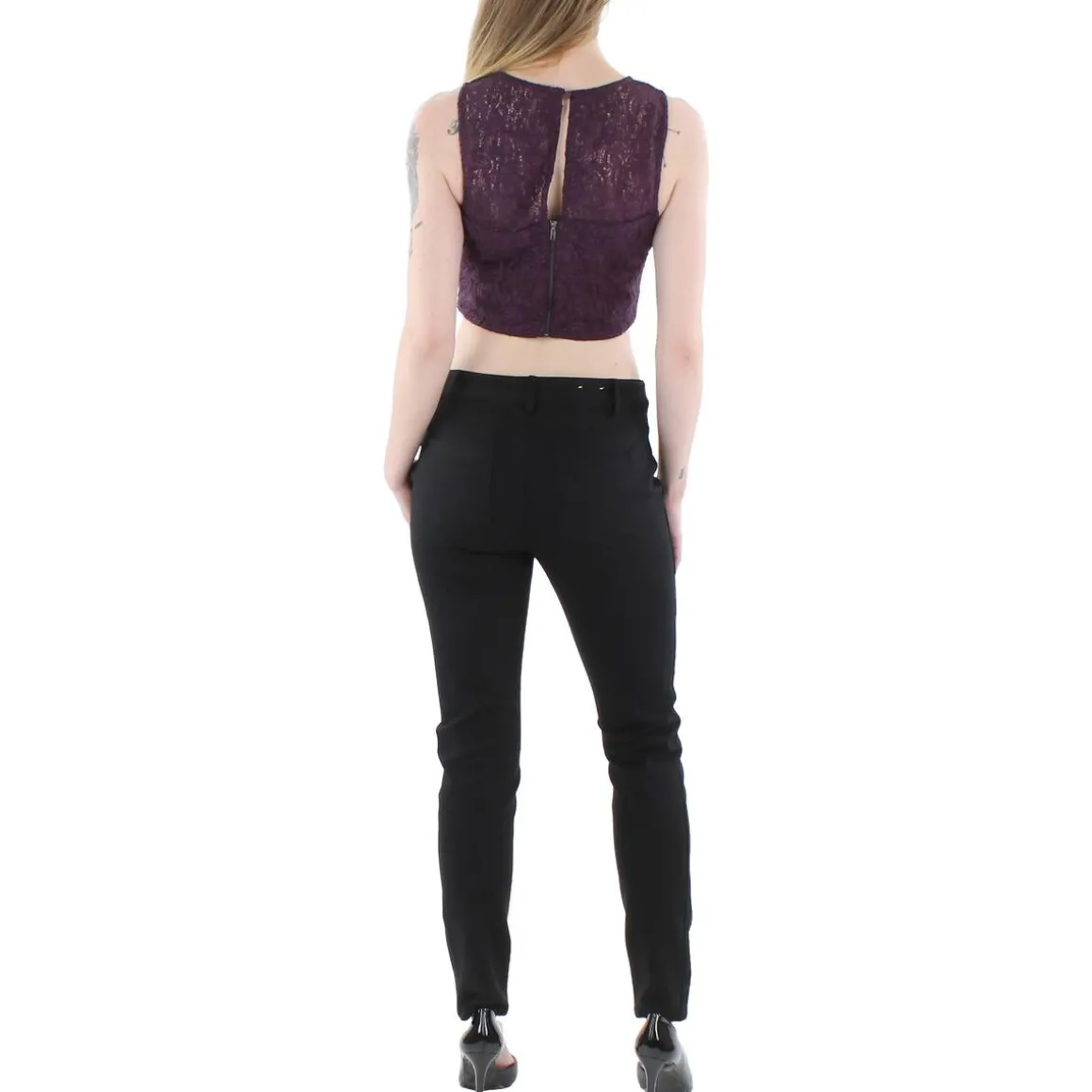 Juniors Lace Glitter Cropped