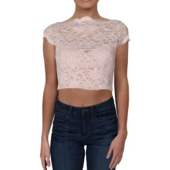 Juniors Lace Glitter Crop Top