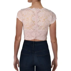 Juniors Lace Glitter Crop Top