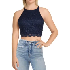 Juniors Lace Glitter Cropped