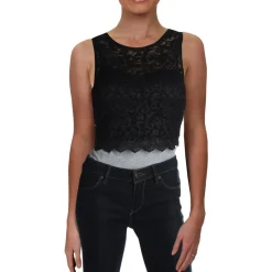 Juniors Lace Glitter Crop Top