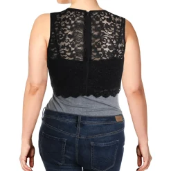 Juniors Lace Glitter Crop Top