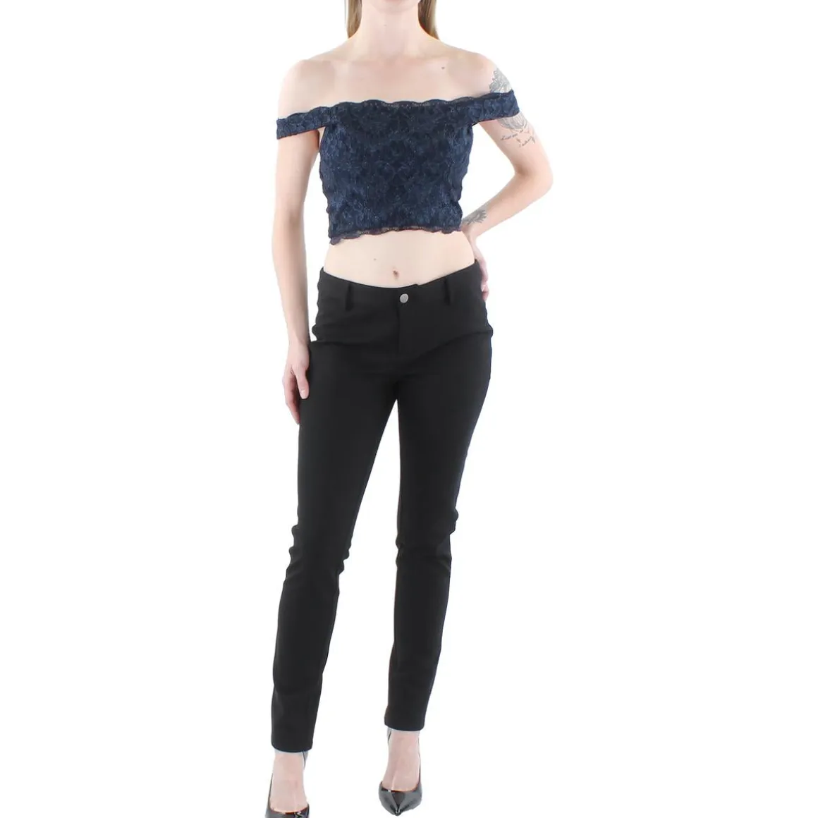 Juniors Lace Glitter Cropped