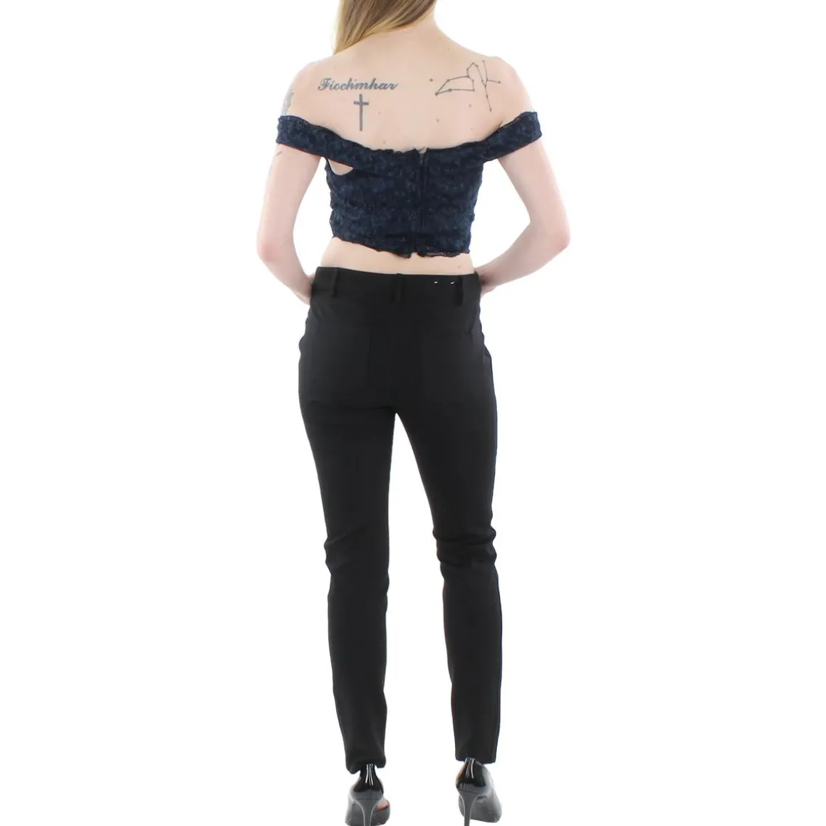 Juniors Lace Glitter Cropped