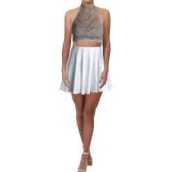 Juniors Lace Halter Cocktail Dress