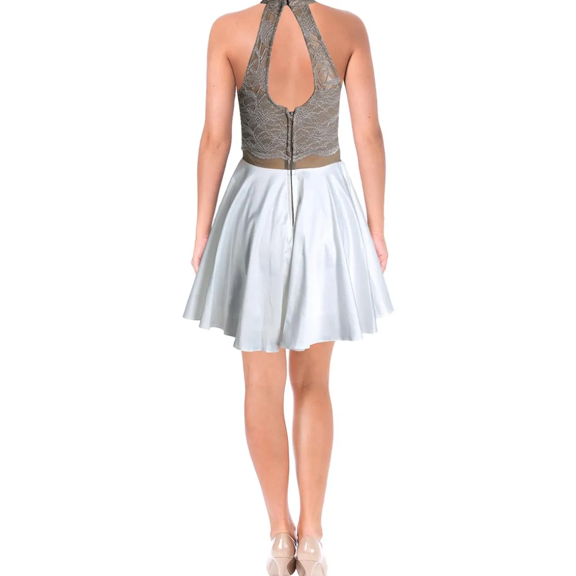 Juniors Lace Halter Cocktail Dress