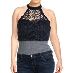 Juniors Lace Metallic Crop Top