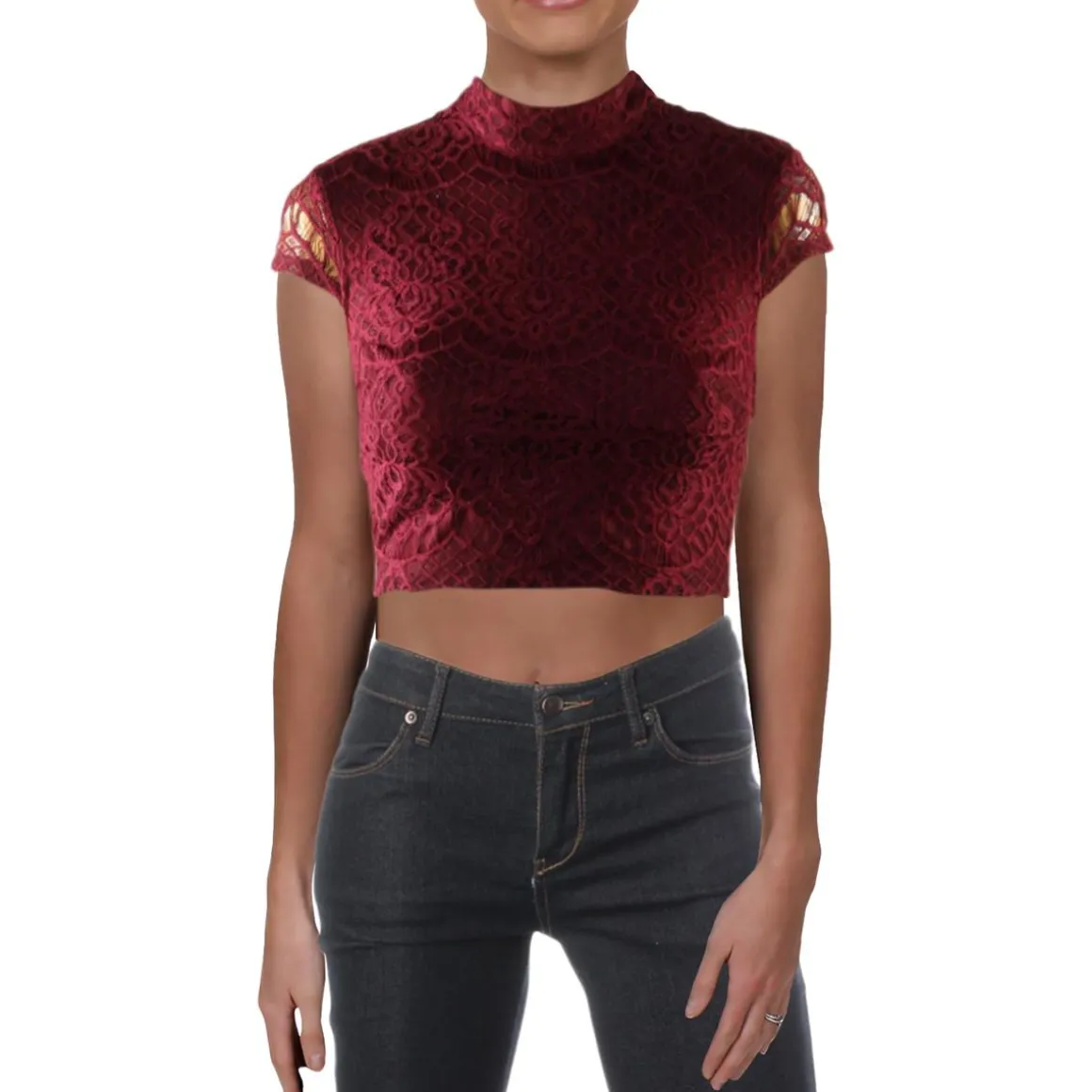 Juniors Lace Night Out Crop Top