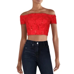 Juniors Lace Sequined Cropped
