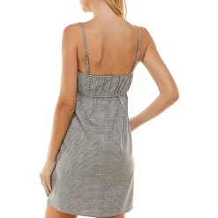 Juniors Lace Trim Houndstooth Mini Dress