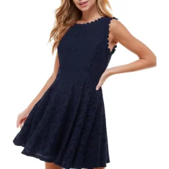 Juniors Lace Trim Mini Fit & Flare Dress