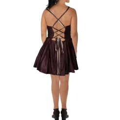 Juniors Lace-Up Satin Mini Dress