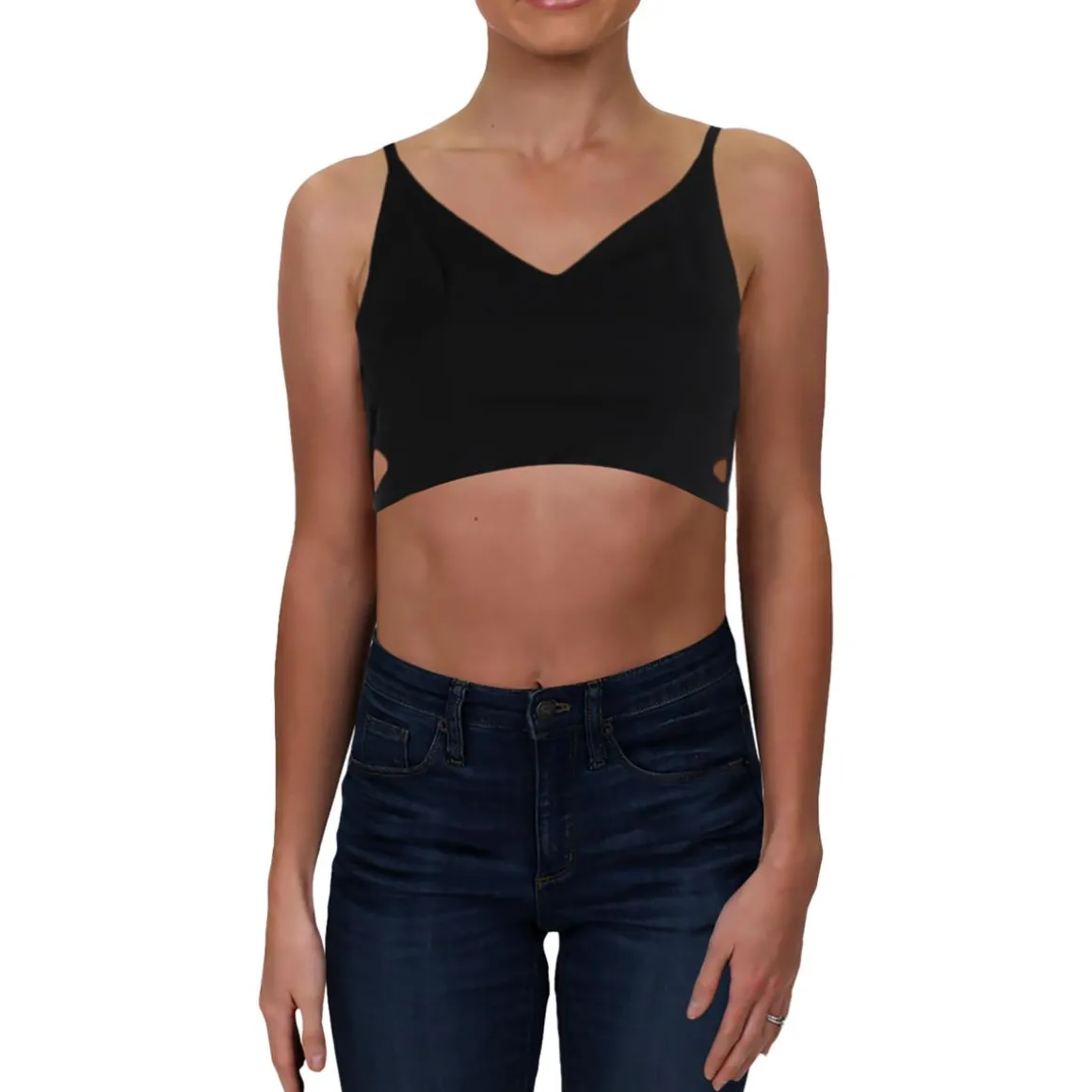 Juniors Lattice V-Neck Crop Top
