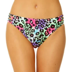 Juniors Leopard Print Strappy Swim Bottom Separates