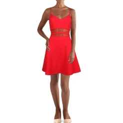 Juniors Mesh Inset Mini Fit & Flare Dress