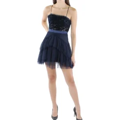 Juniors Mesh Tiered Cocktail and Party Dress