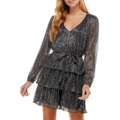 Juniors Metallic Mini Fit & Flare Dress