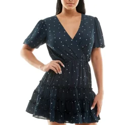 Juniors Metallic Printed Mini Dress