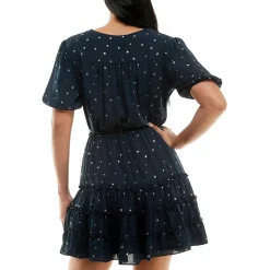 Juniors Metallic Printed Mini Dress