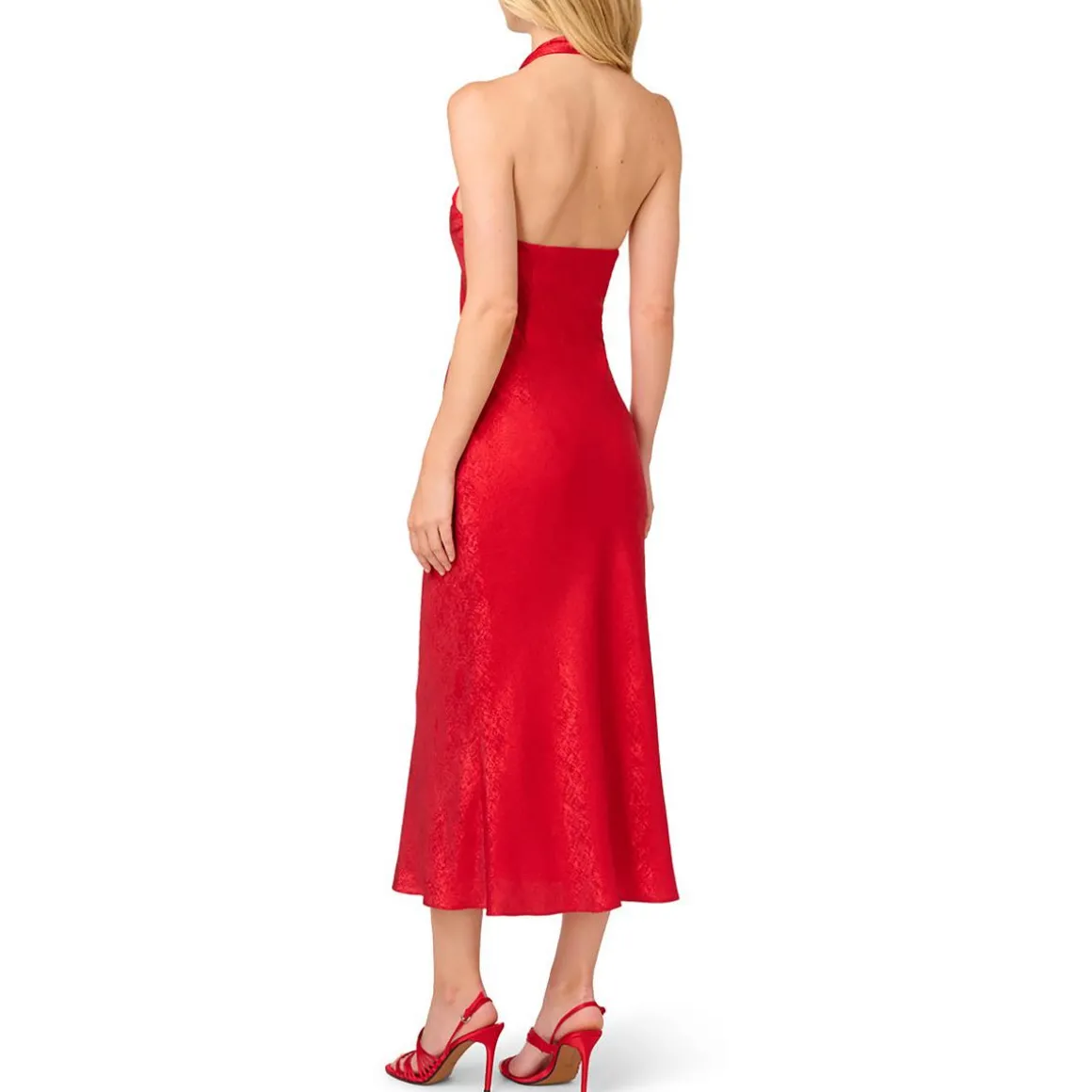 Juniors Metallic Satin Halter Dress