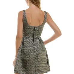 Juniors Metallic Square Neck Fit & Flare Dress