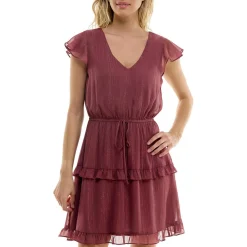 Juniors Metallic Tiered Mini Dress